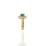 14K Solid Gold Emerald and Diamond Flower Ring - Image 6