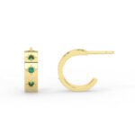 14K Solid Gold 1.5 MM wide Hoop Natural Emerald earrings, Hoop Earrings, Emerald Jewelry - Image 4