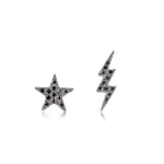 Black Natural Diamond Star And Lightning Bolt Studs - Image 2
