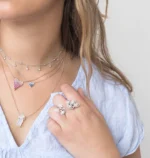 18k Solid Gold Small Ombre Heart Necklace - Image 3