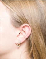 Lucy Pearl and Natural Diamond Dangle Huggies - Image 2