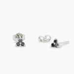14K Gold Tiny Black Lab-Grown Diamond Trio Stud Earrings - Image 5