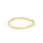 18K Solid Gold Natural Emerald Bar Ring - Image 3