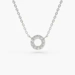 18k Gold Mini Natural Diamond Circle Necklace - Image 5