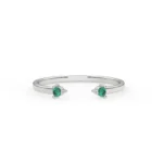18K Solid Gold Natural Emerald Cuff Ring - Image 4