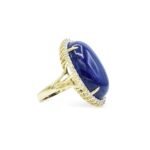 18K Solid Gold Lapis and Diamond Ring Set - Image 2