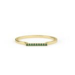 18K Solid Gold Natural Emerald Bar Ring - Image 4