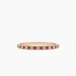 14K Solid Gold Ruby and Diamond Alternating Eternity Ring - Image 5