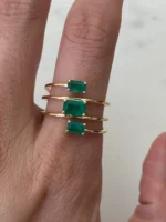 18K Solid Gold Spiral Emerald Ring - Image 5