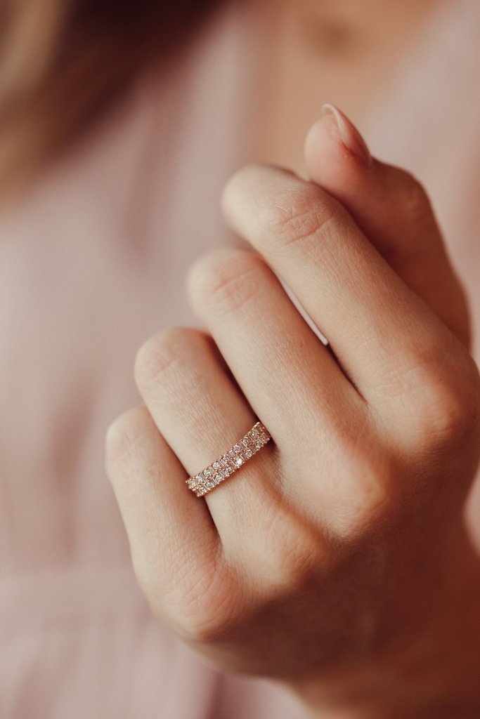 400548_696dbb2f19054477a2f70534d1712b93mv2.jpg 18K Solid Gold Small Round Diamond Full Eternity Band Ring - Image 1