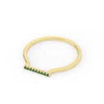 18K Solid Gold Natural Emerald Bar Ring - Image 5