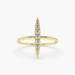 18K Solid Gold Elongated Micro Pave Diamond Ring - Image 3