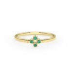 18K Solid Gold Natural Emerald Bezel Setting Ring - Image 4