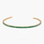 14K Solid Gold Prong Setting Emerald Tennis Emerald Bracelet for Women - Image 4