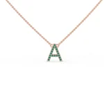14K Solid Gold Natural Emerald Initial Necklace - Image 4