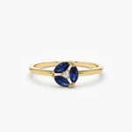18K Solid Gold Marquise Sapphire Cluster Ring