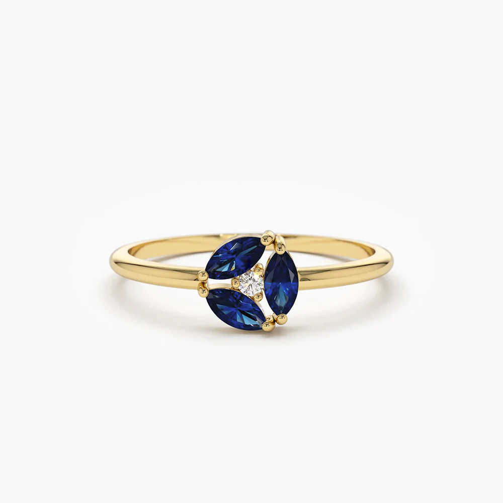 400548_6d950e507e9f4a47b4c68a15aa7fbbc8mv2.webp 18K Solid Gold Marquise Sapphire Cluster Ring - Image 1