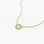 18k Gold Mini Natural Diamond Circle Necklace - Image 4