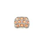 14K Solid Gold Champagne Diamond and Orange Sapphire Ring