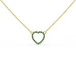 18k Solid Gold Open Heart Natural Emerald Pendant