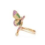 14K Solid Gold Butterfly Ring With Sapphires - Image 2