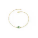 Natural Emerald Evil Eye Bracelet Gold - Image 3