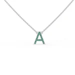 14K Solid Gold Natural Emerald Initial Necklace - Image 2