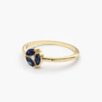 18K Solid Gold Marquise Sapphire Cluster Ring - Image 4
