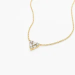 14K Solid Gold Triangle Shaped Round and Baguette Diamond Necklace - Image 3