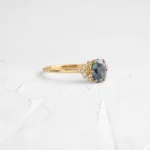 18K Solid Gold Stargaze Ring, 1.02ct. Oval Cut Greenish Blue Montana Sapphire Gold Ring - Image 2