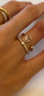 14K Solid Gold Morganite With Diamond Wrap Ring - Image 2