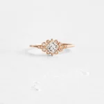 18K Solid Gold Lab-Grown Diamond Ring, Rose Gold Closed Basket Ring - Image 3