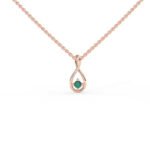 14K Solid Gold Natural Solitaire Emerald Necklace