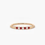 18K Solid Gold Petite Ruby and Diamond Ring - Image 6