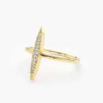 18K Solid Gold Elongated Micro Pave Diamond Ring - Image 2
