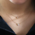 14k Bezel Set Trio Natural Diamond Necklace - Image 7