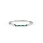 18K Solid Gold Natural Emerald Bar Ring - Image 2