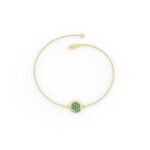 18k Solid Gold Natural Emerald Cluster Disc Bracelet - Image 2