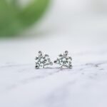The Karat Store 14K White Gold Lab-Created Diamond 3-Prong Martini Stud Earrings - Image 2