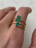 18K Solid Gold Spiral Emerald Ring - Image 6