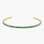 14K Solid Gold Prong Setting Emerald Tennis Emerald Bracelet for Women