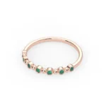 18K Solid Gold Half Eternity Emerald Bezel Ring - Image 6
