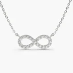 14K Gold Natural Diamond Infinity Necklace - Image 6