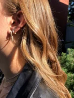 Small White Natural Diamond Horn Earrings - Image 4