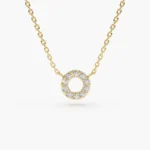 18k Gold Mini Natural Diamond Circle Necklace