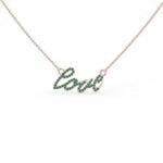 14K Solid Gold Love Necklace in Natural Emerald - Image 4