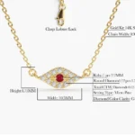 14K Solid Gold Diamond and Ruby Evil Eye Necklace - Image 4