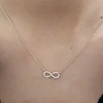 14K Gold Natural Diamond Infinity Necklace - Image 2
