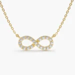 14K Gold Natural Diamond Infinity Necklace
