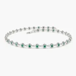 14K Solid Gold Bezel Set Emerald Tennis Bracelet - Image 7